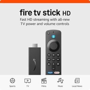 Certified Refurbished Amazon Fire TV Stick HD, free and live TV, Alexa Voice Remote, smart home controls, HD streaming