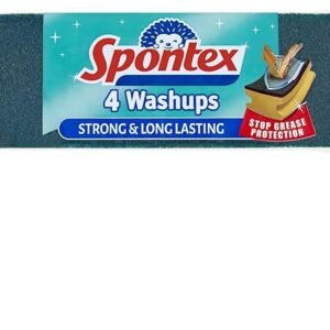 Spontex Washups General Purpose Sponge Scourers | 6.8 x 4 x 8.6cm | Pack of 4