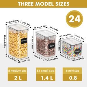 24 PCS Airtight Food Storage Containers Set – BPA Free Kitchen Pantry Organizers (33.6L) with Labels & Marker for Cereal, Flour & Dry Food