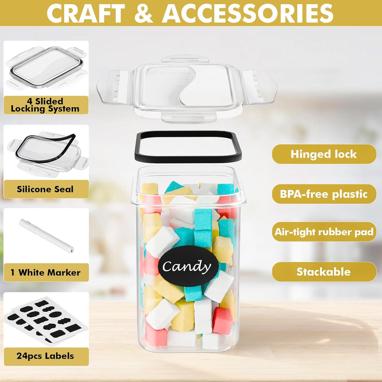 24 PCS Airtight Food Storage Containers Set – BPA Free Kitchen Pantry Organizers (33.6L) with Labels & Marker for Cereal, Flour & Dry Food 2