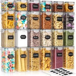 24 PCS Airtight Food Storage Containers Set – BPA Free Kitchen Pantry Organizers (33.6L) with Labels & Marker for Cereal, Flour & Dry Food