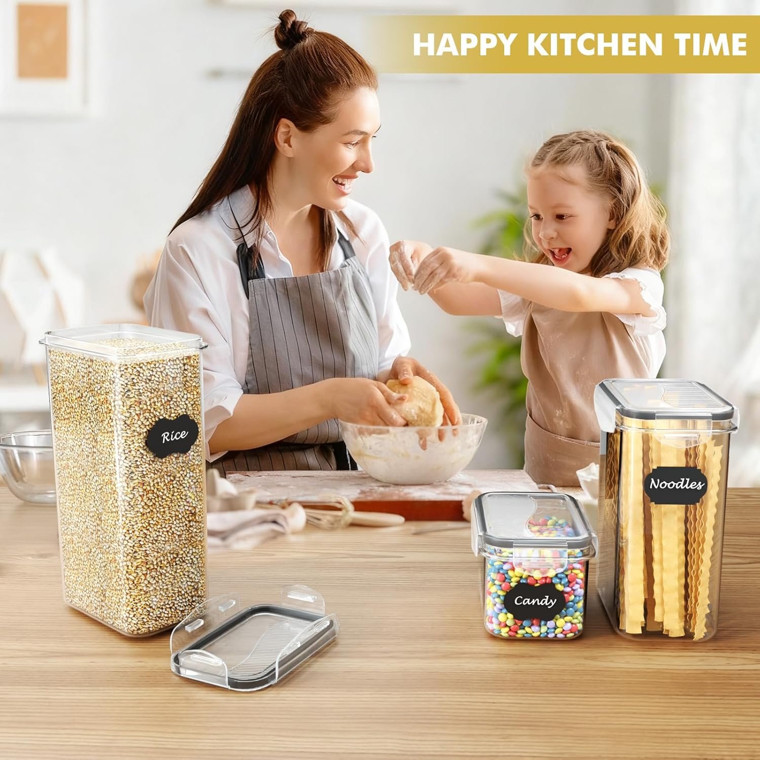 24 PCS Airtight Food Storage Containers Set – BPA Free Kitchen Pantry Organizers (33.6L) with Labels & Marker for Cereal, Flour & Dry Food 4