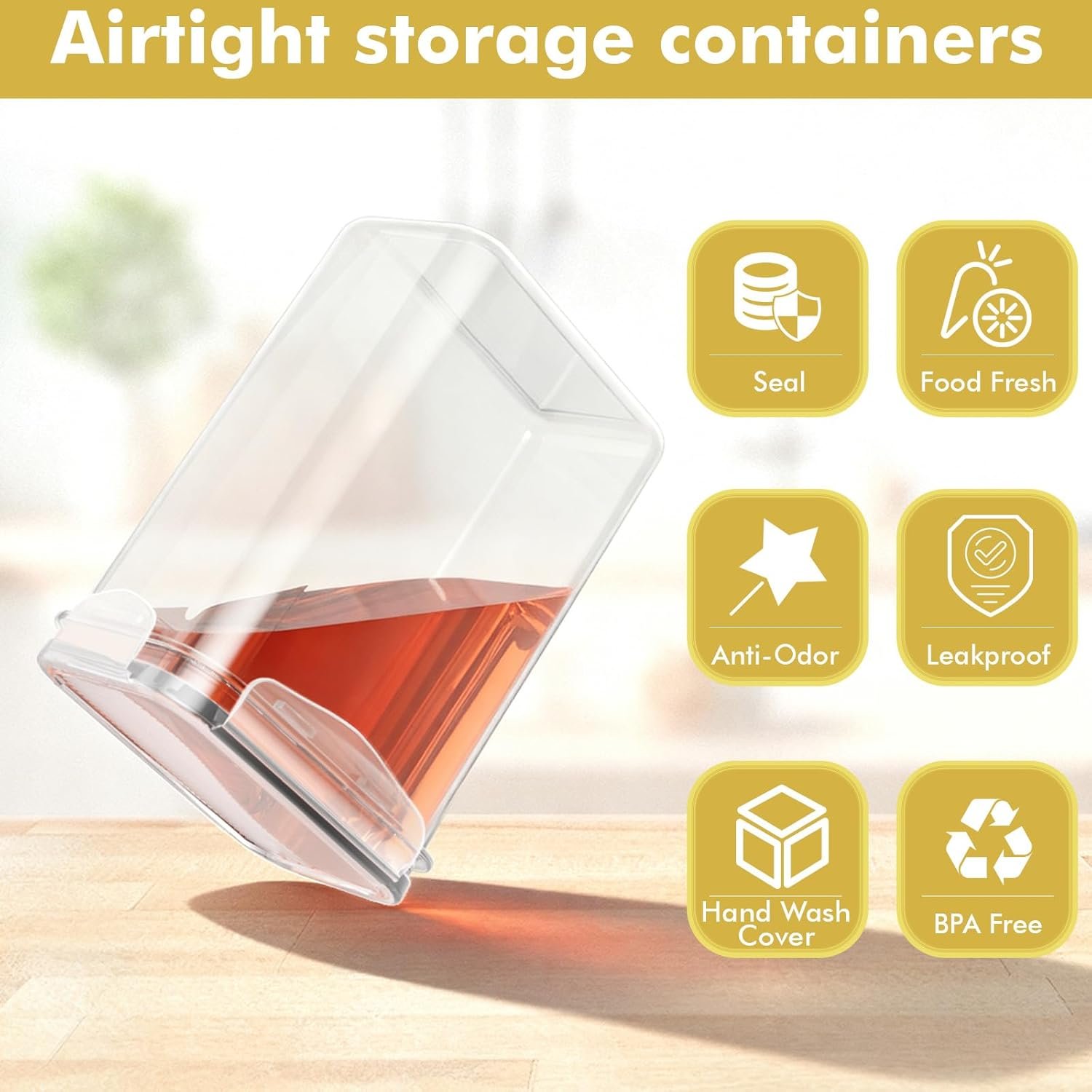 24 PCS Airtight Food Storage Containers Set – BPA Free Kitchen Pantry Organizers (33.6L) with Labels & Marker for Cereal, Flour & Dry Food 6