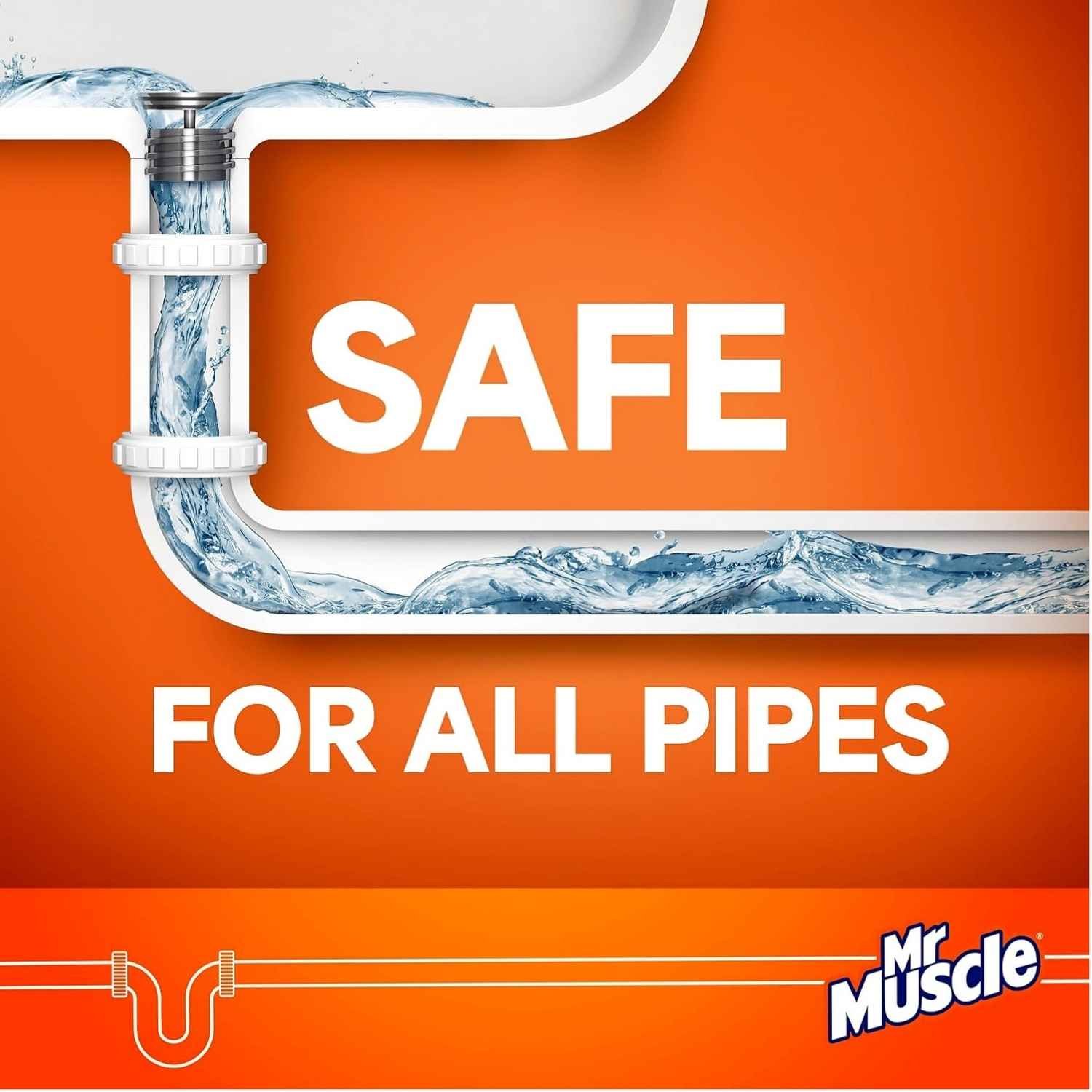 Mr Muscle Drain Unblocker 2x1L – Heavy Duty Sink & Drain Cleaner Gel for Fast Clog Removal, Safe for All Pipes 2