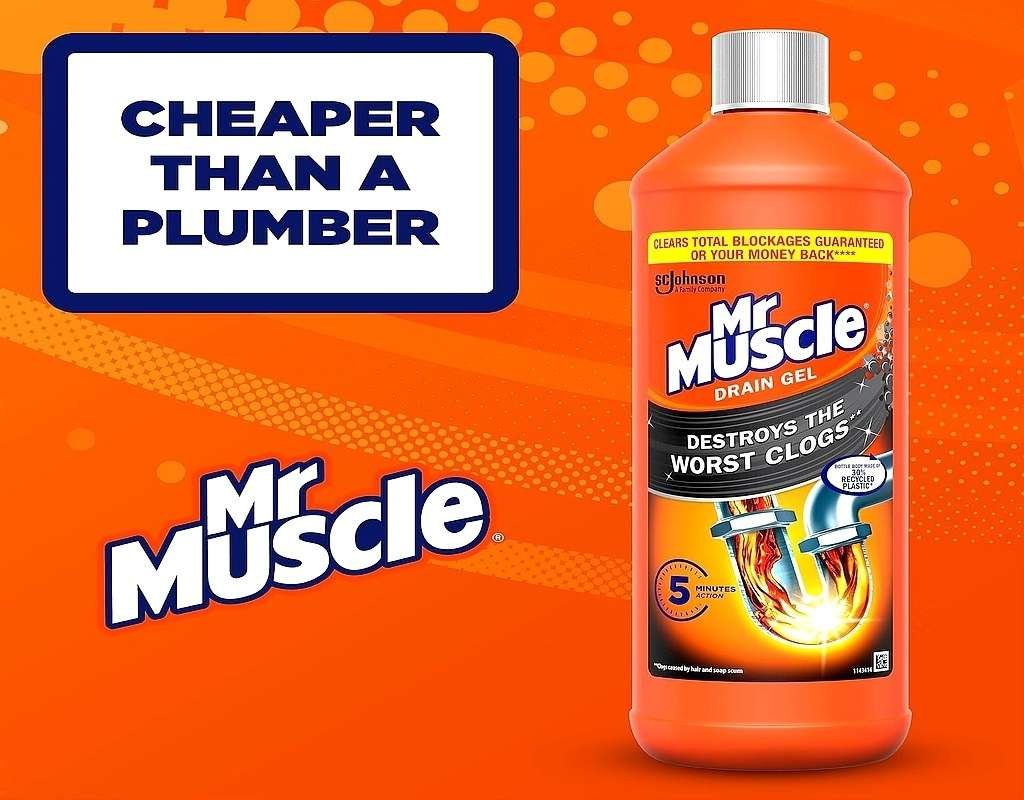 Mr Muscle Drain Unblocker 2x1L – Heavy Duty Sink & Drain Cleaner Gel for Fast Clog Removal, Safe for All Pipes 6