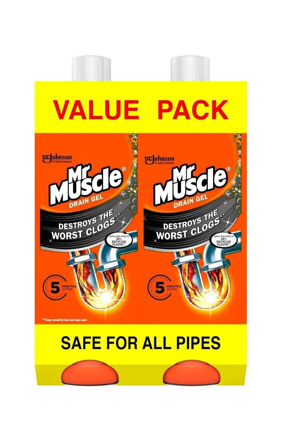 Mr Muscle Drain Unblocker 2x1L – Heavy Duty Sink & Drain Cleaner Gel for Fast Clog Removal, Safe for All Pipes Mr Muscle Drain Unblocker 2x1L – Heavy Duty Sink & Drain Cleaner Gel for Fast Clog Removal, Safe for All Pipes